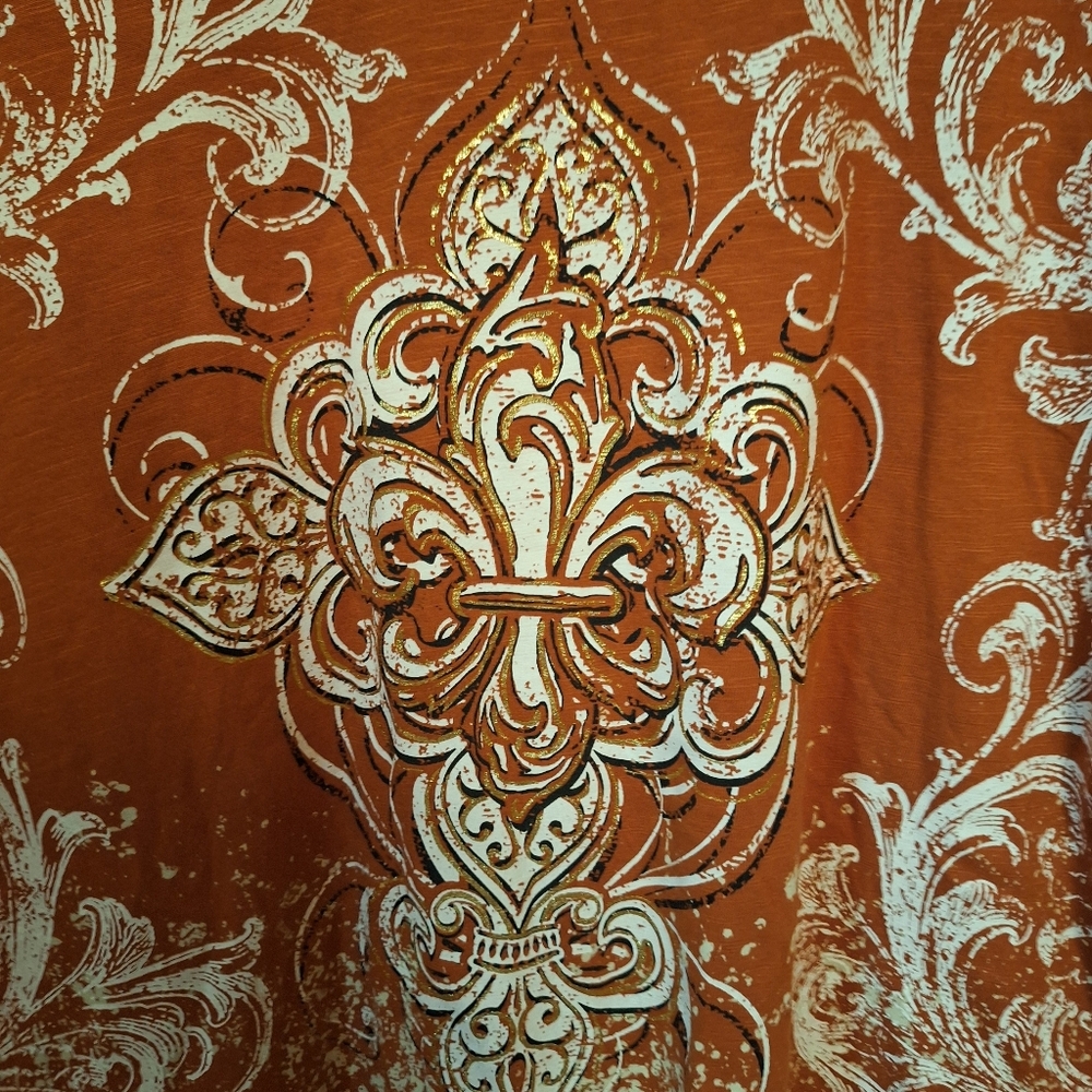 Two Piece Set Plus Size 22/24 Comfy Animal Print Fleur di Lis Rust weekends - Picture 9 of 9